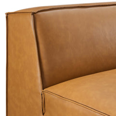 Restore Tan Vegan Leather Sectional Sofa Armless Chair - Ornate Home