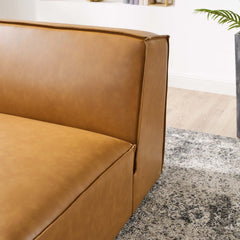 Restore Tan Vegan Leather Sectional Sofa Armless Chair - Ornate Home
