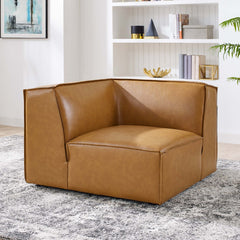 Restore Tan Vegan Leather Sectional Sofa Corner Chair - Ornate Home