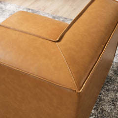 Restore Tan Vegan Leather Sectional Sofa Corner Chair - Ornate Home