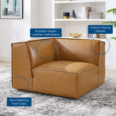 Restore Tan Vegan Leather Sectional Sofa Corner Chair - Ornate Home