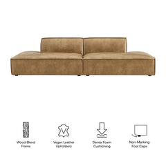 Restore Toast 2-Piece Vegan Leather Modular Loveseat - 40.5x112" - Ornate Home