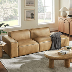 Restore Toast 2-Piece Vegan Leather Modular Loveseat - 40.6x97.7x28" - Ornate Home