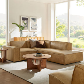 Restore Toast 3-Piece Vegan Leather Modular L-Shaped Sectional Sofa - 82.3x96.6" - Ornate Home