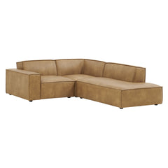 Restore Toast 3-Piece Vegan Leather Modular L-Shaped Sectional Sofa - 82.3x96.6" - Ornate Home
