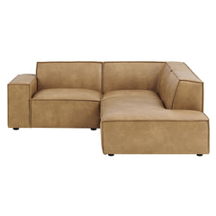 Restore Toast 3-Piece Vegan Leather Modular L-Shaped Sectional Sofa - 82.3x96.6" - Ornate Home