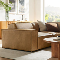 Restore Toast 3-Piece Vegan Leather Modular L-Shaped Sectional Sofa - 82.3x96.6" - Ornate Home