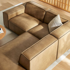 Restore Toast 3-Piece Vegan Leather Modular L-Shaped Sectional Sofa - 82.3x96.6" - Ornate Home