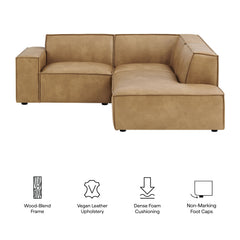 Restore Toast 3-Piece Vegan Leather Modular L-Shaped Sectional Sofa - 82.3x96.6" - Ornate Home