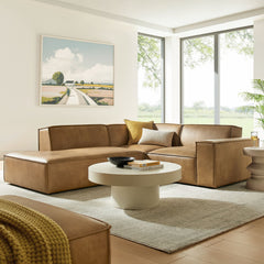 Restore Toast 3-Piece Vegan Leather Modular L-Shaped Sectional Sofa - 82.3x96.6x28" - Ornate Home