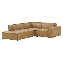 Restore Toast 3-Piece Vegan Leather Modular L-Shaped Sectional Sofa - 82.3x96.6x28" - Ornate Home