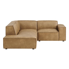 Restore Toast 3-Piece Vegan Leather Modular L-Shaped Sectional Sofa - 82.3x96.6x28" - Ornate Home