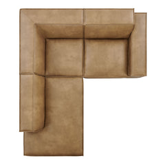 Restore Toast 3-Piece Vegan Leather Modular L-Shaped Sectional Sofa - 82.3x96.6x28" - Ornate Home