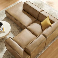 Restore Toast 3-Piece Vegan Leather Modular L-Shaped Sectional Sofa - 82.3x96.6x28" - Ornate Home