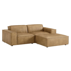 Restore Toast 3-Piece Vegan Leather Modular Loveseat with Ottoman - Ornate Home