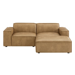 Restore Toast 3-Piece Vegan Leather Modular Loveseat with Ottoman - Ornate Home