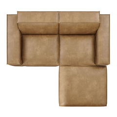 Restore Toast 3-Piece Vegan Leather Modular Loveseat with Ottoman - Ornate Home
