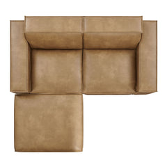 Restore Toast 3-Piece Vegan Leather Modular Loveseat with Ottoman - Ornate Home
