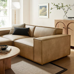 Restore Toast 3-Piece Vegan Leather Modular Loveseat with Ottoman - Ornate Home