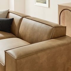 Restore Toast 3-Piece Vegan Leather Modular Loveseat with Ottoman - Ornate Home