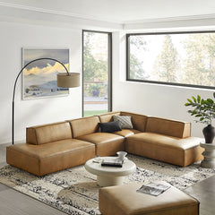 Restore Toast 4-Piece Vegan Leather Modular L-Shaped Armless Sectional Sofa - Ornate Home