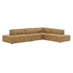Restore Toast 4-Piece Vegan Leather Modular L-Shaped Armless Sectional Sofa - Ornate Home