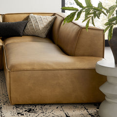 Restore Toast 4-Piece Vegan Leather Modular L-Shaped Armless Sectional Sofa - Ornate Home