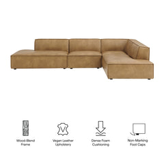 Restore Toast 4-Piece Vegan Leather Modular L-Shaped Armless Sectional Sofa - Ornate Home