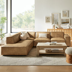 Restore Toast 4-Piece Vegan Leather Modular L-Shaped Sofa - 96.5x117.3" - Ornate Home