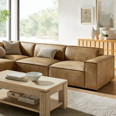 Restore Toast 4-Piece Vegan Leather Modular L-Shaped Sofa - 96.5x117.3" - Ornate Home