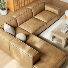 Restore Toast 4-Piece Vegan Leather Modular L-Shaped Sofa - 96.5x117.3" - Ornate Home