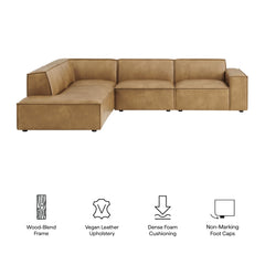 Restore Toast 4-Piece Vegan Leather Modular L-Shaped Sofa - 96.5x117.3" - Ornate Home