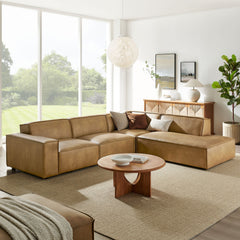 Restore Toast 4-Piece Vegan Leather Modular L-Shaped Sofa - 96.5x117.3x28" - Ornate Home