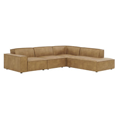 Restore Toast 4-Piece Vegan Leather Modular L-Shaped Sofa - 96.5x117.3x28" - Ornate Home