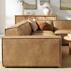 Restore Toast 4-Piece Vegan Leather Modular L-Shaped Sofa - 96.5x117.3x28" - Ornate Home