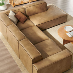Restore Toast 4-Piece Vegan Leather Modular L-Shaped Sofa - 96.5x117.3x28" - Ornate Home