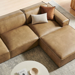 Restore Toast 4-Piece Vegan Leather Modular Sofa Set with Ottoman - Ornate Home