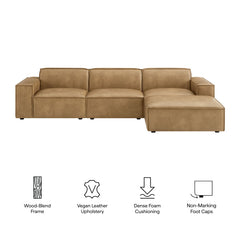 Restore Toast 4-Piece Vegan Leather Modular Sofa Set with Ottoman - Ornate Home