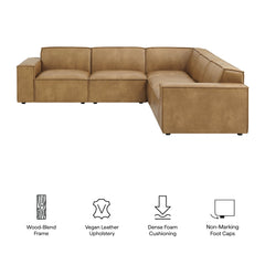 Restore Toast 5-Piece Vegan Leather Modular L-Shaped Sofa - Ornate Home