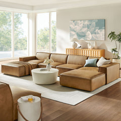 Restore Toast 6-Piece Vegan Leather Modular Sectional Sofa - Ornate Home