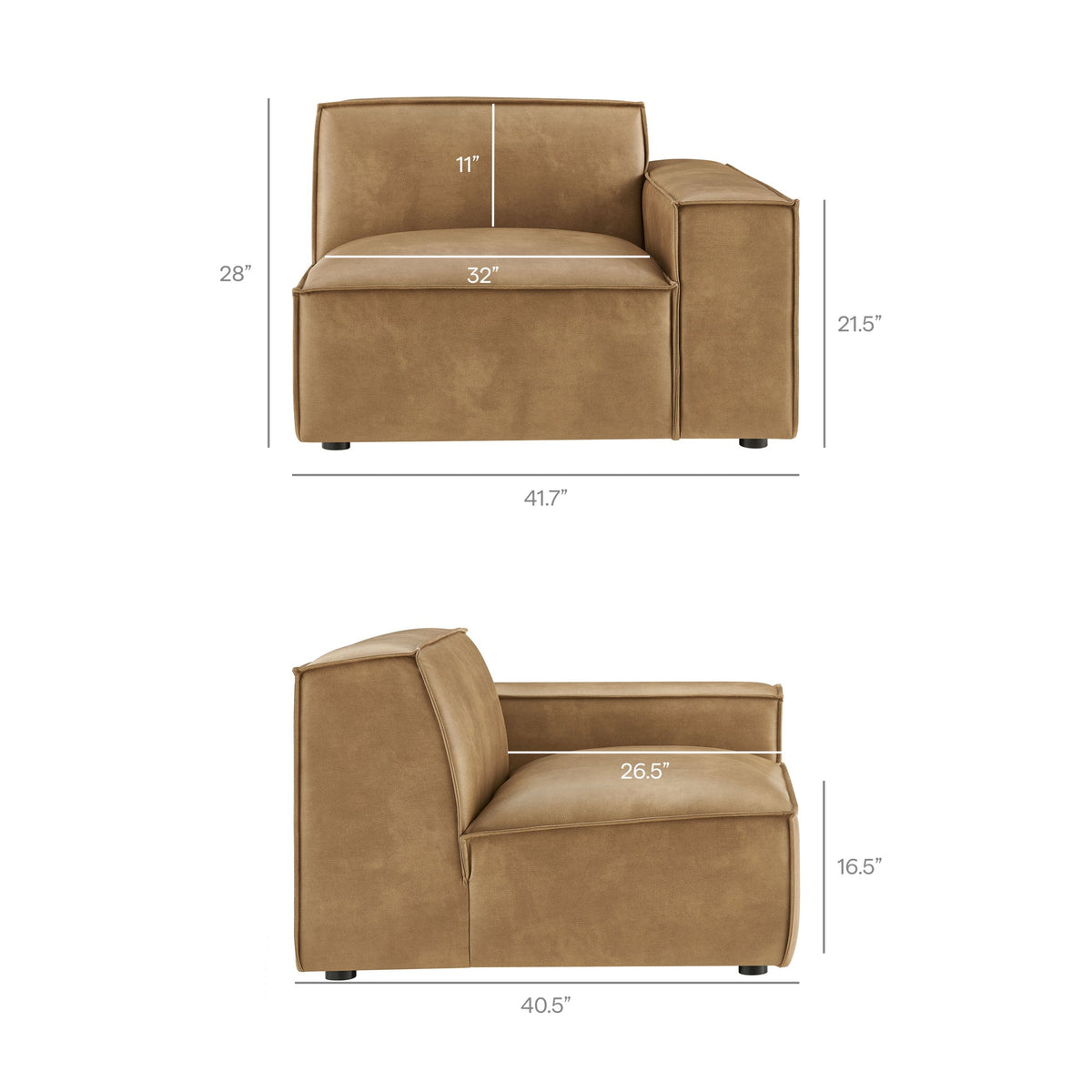 Restore Toast 6-Piece Vegan Leather Modular Sectional Sofa - Ornate Home
