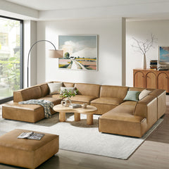 Restore Toast 6-Piece Vegan Leather U-Shaped Armless Sectional Sofa - Ornate Home