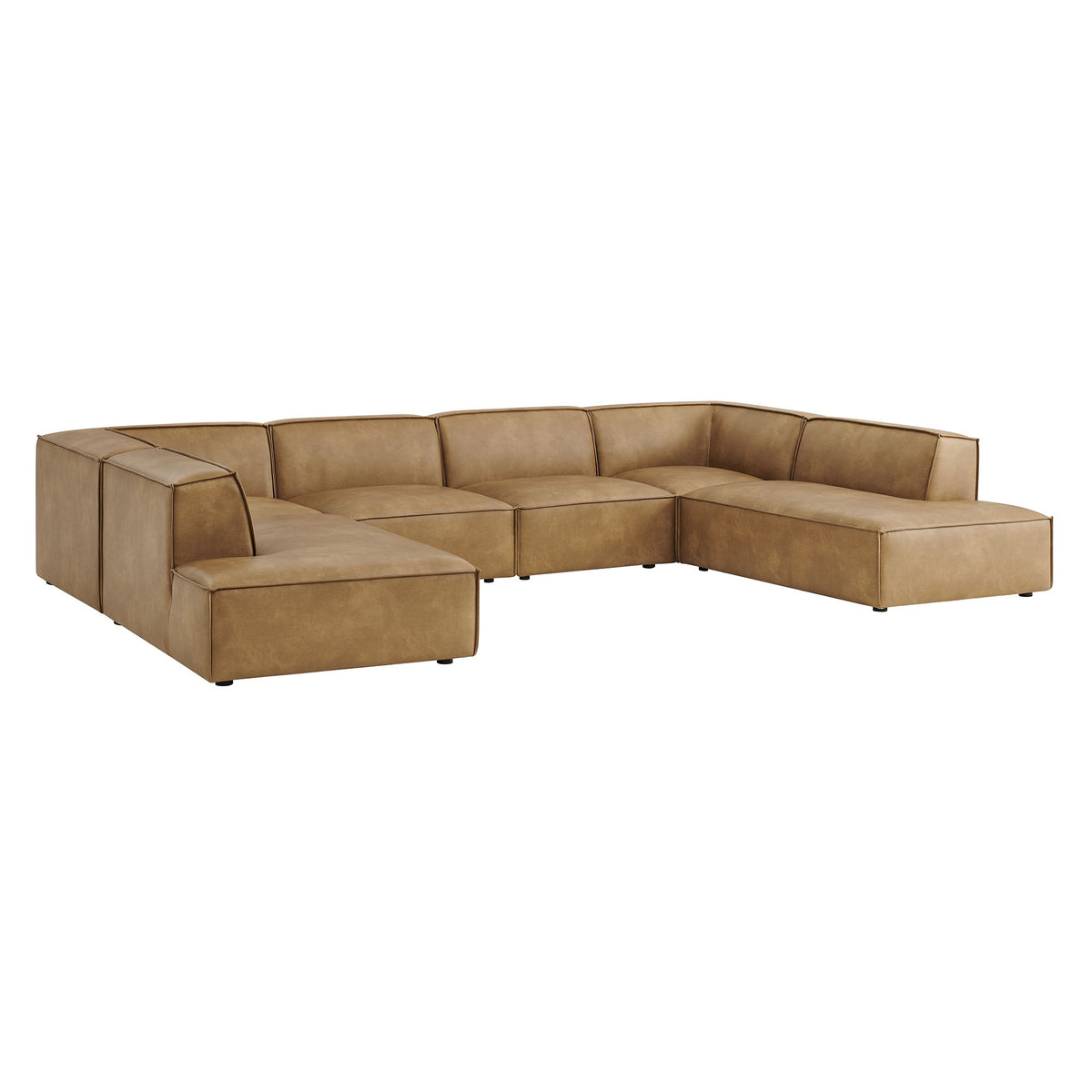 Restore Toast 6-Piece Vegan Leather U-Shaped Armless Sectional Sofa - Ornate Home