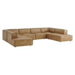 Restore Toast 6-Piece Vegan Leather U-Shaped Armless Sectional Sofa - Ornate Home