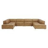 Restore Toast 6-Piece Vegan Leather U-Shaped Armless Sectional Sofa - Ornate Home