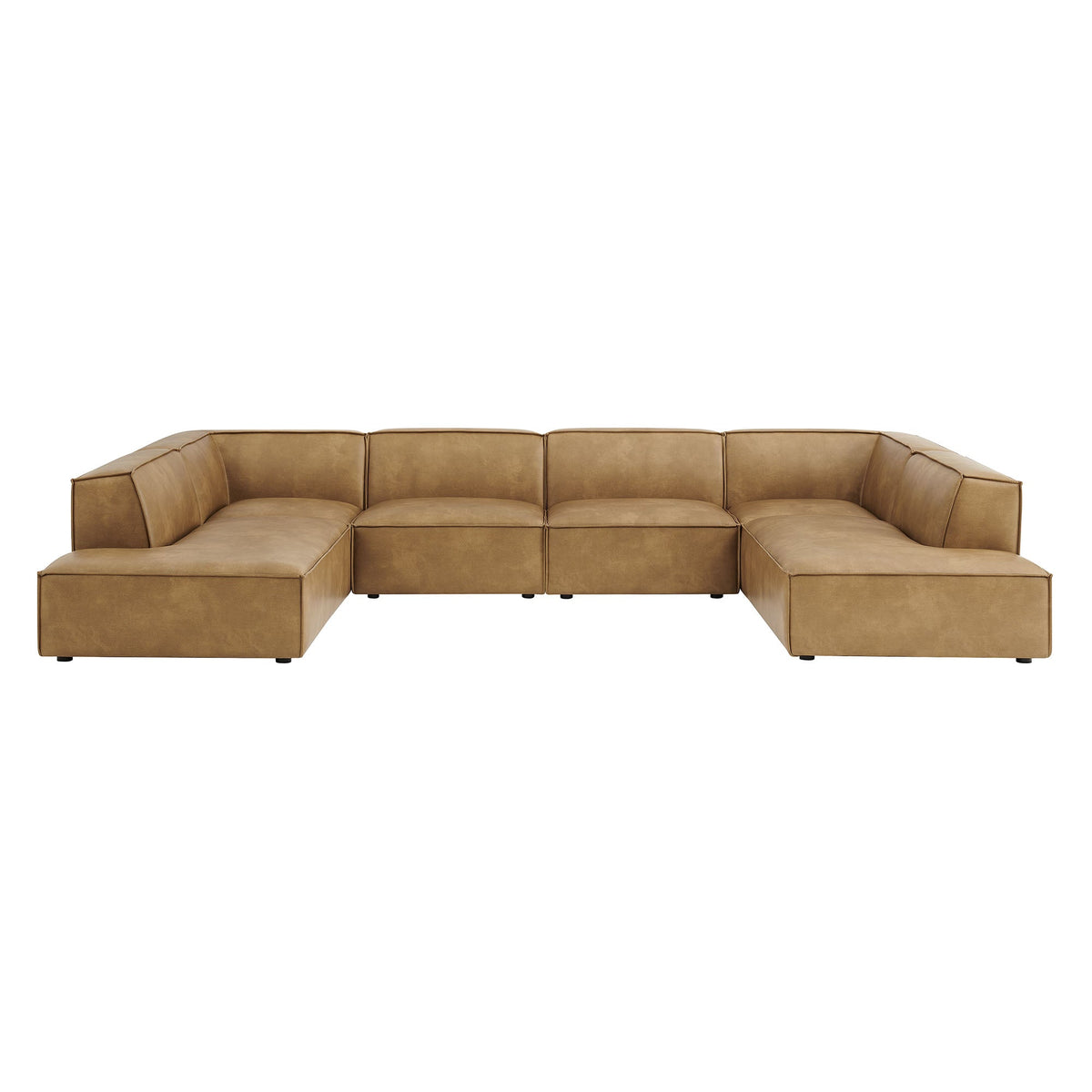 Restore Toast 6-Piece Vegan Leather U-Shaped Armless Sectional Sofa - Ornate Home