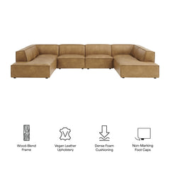 Restore Toast 6-Piece Vegan Leather U-Shaped Armless Sectional Sofa - Ornate Home
