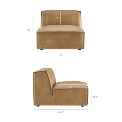 Restore Toast Vegan Leather Armless Modular Chair - Ornate Home