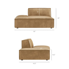 Restore Toast Vegan Leather Left-Facing Armless Modular Chaise - Ornate Home