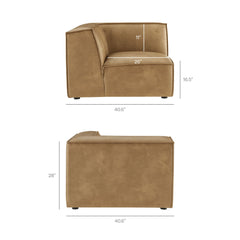 Restore Toast Vegan Leather Modular Corner Chair - Ornate Home